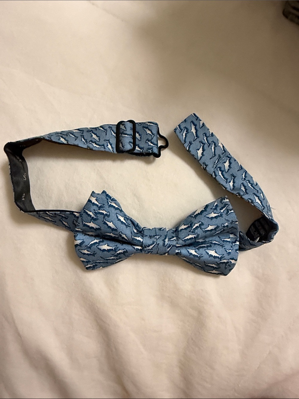 Boys Blue Shark-Print Pre-Tied Bow Tie - Pelican Coast